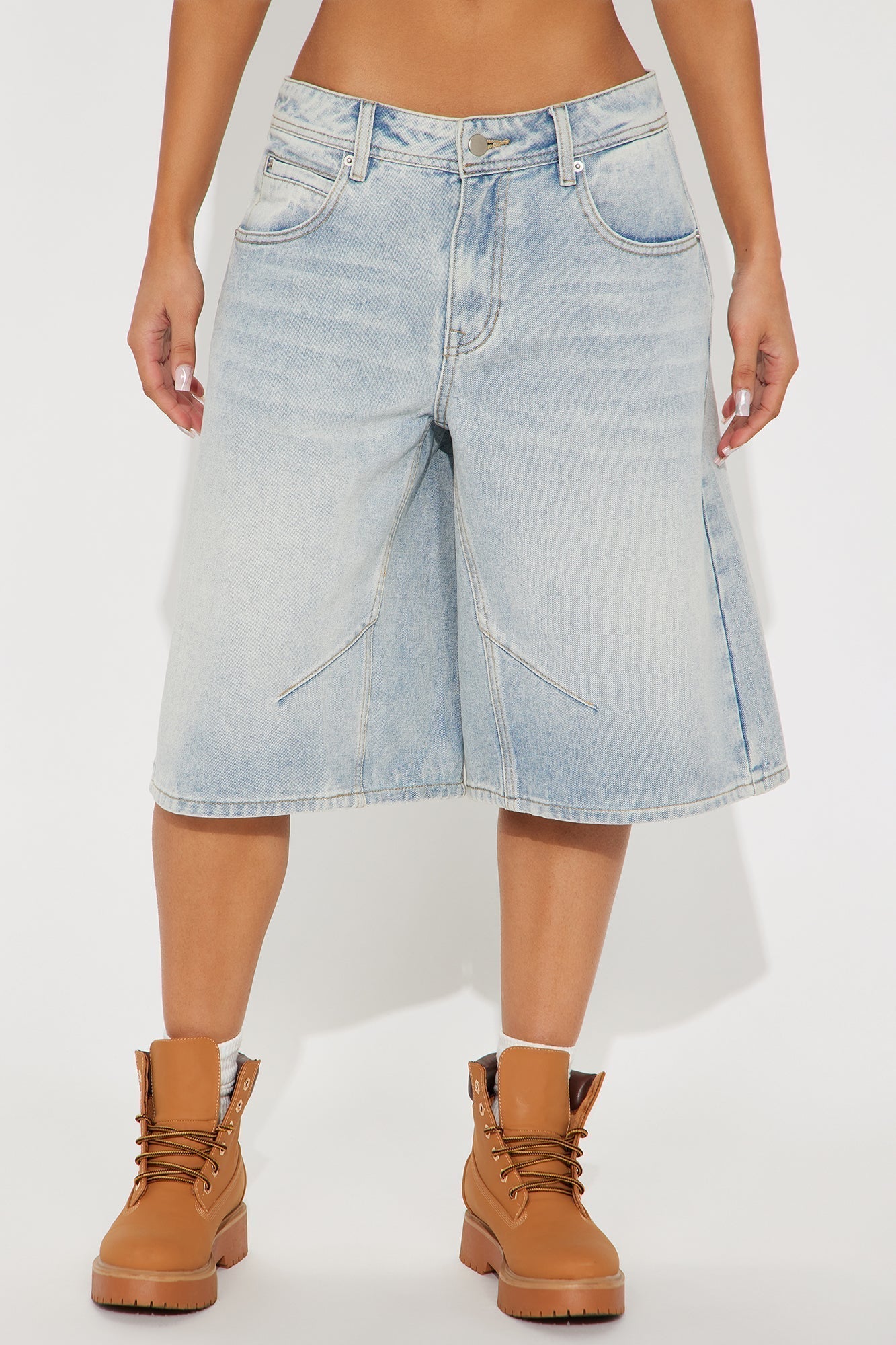 Leonie Non Stretch Denim Jorts - Light Wash