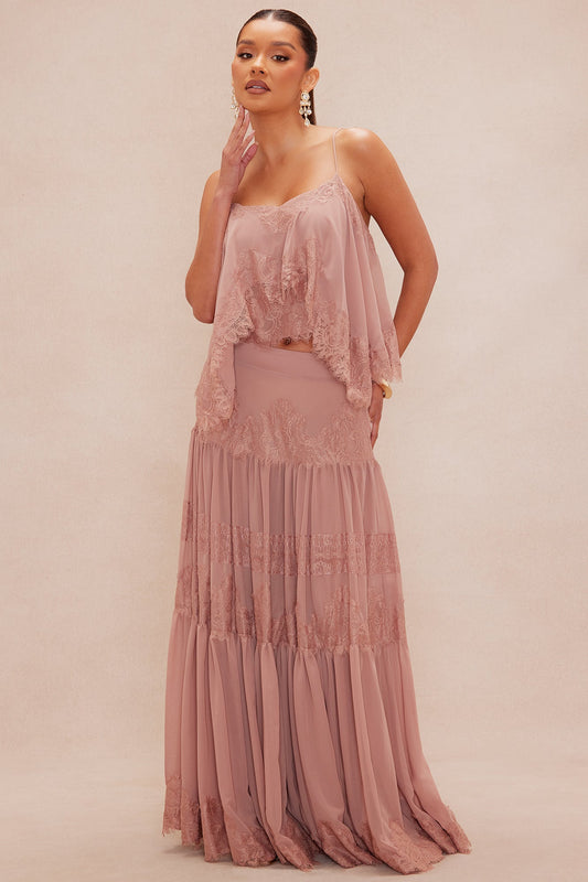 Odette Lace Maxi Skirt - Mocha