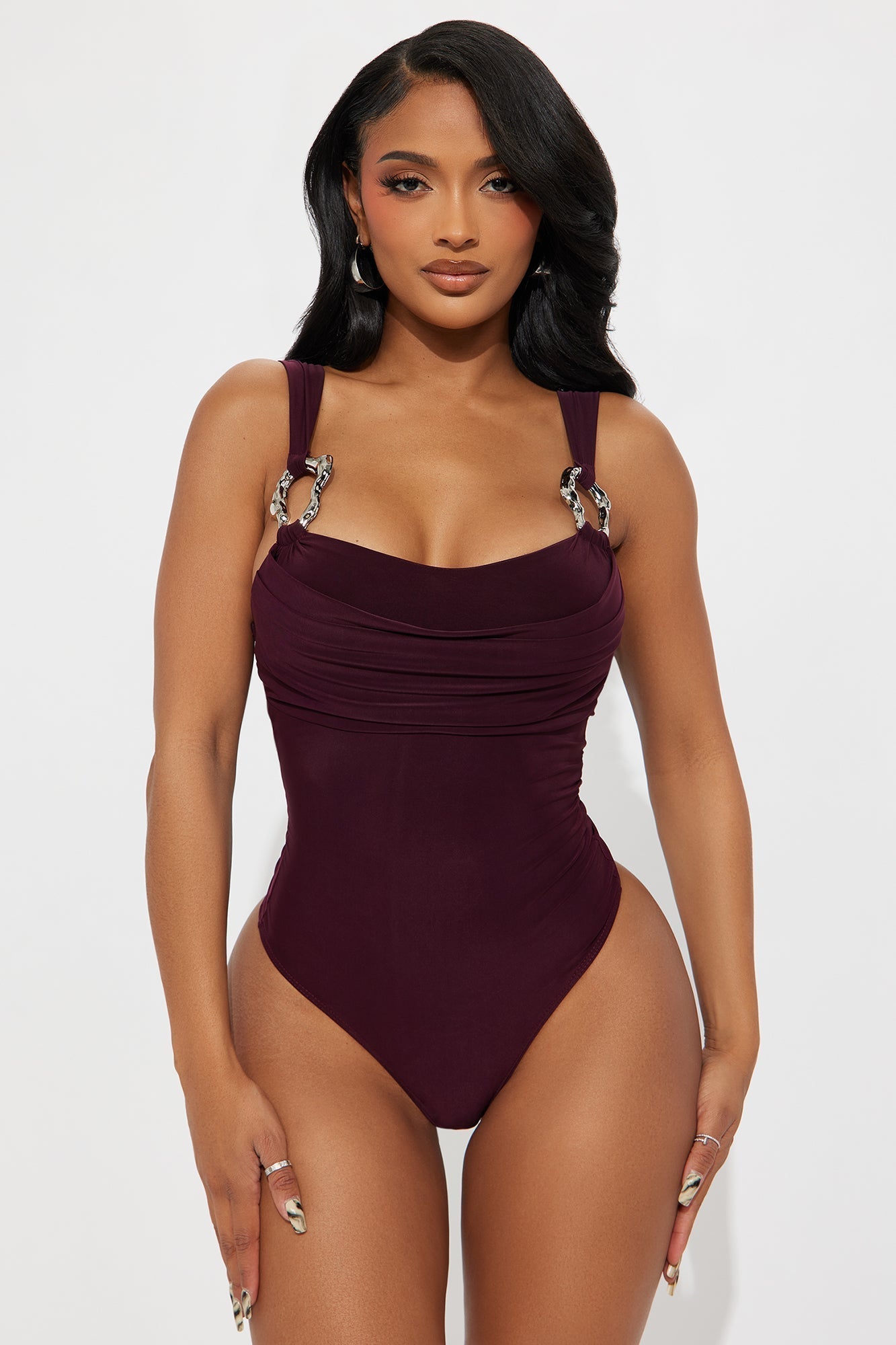 Never Overdone Cowl Neck Bodysuit - Plum