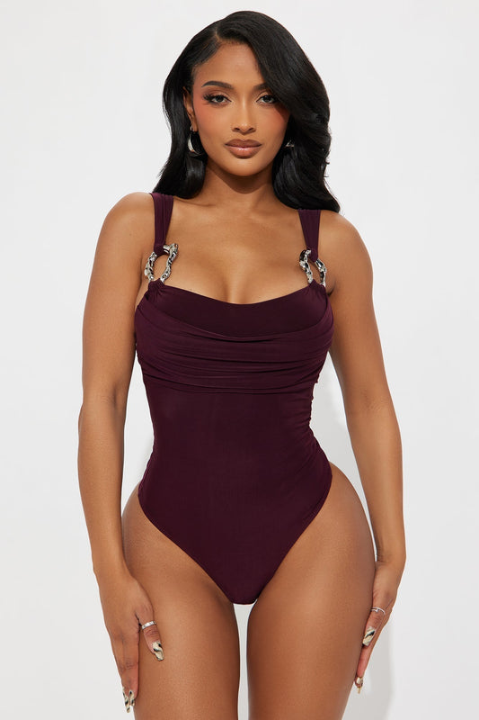 Never Overdone Cowl Neck Bodysuit - Plum