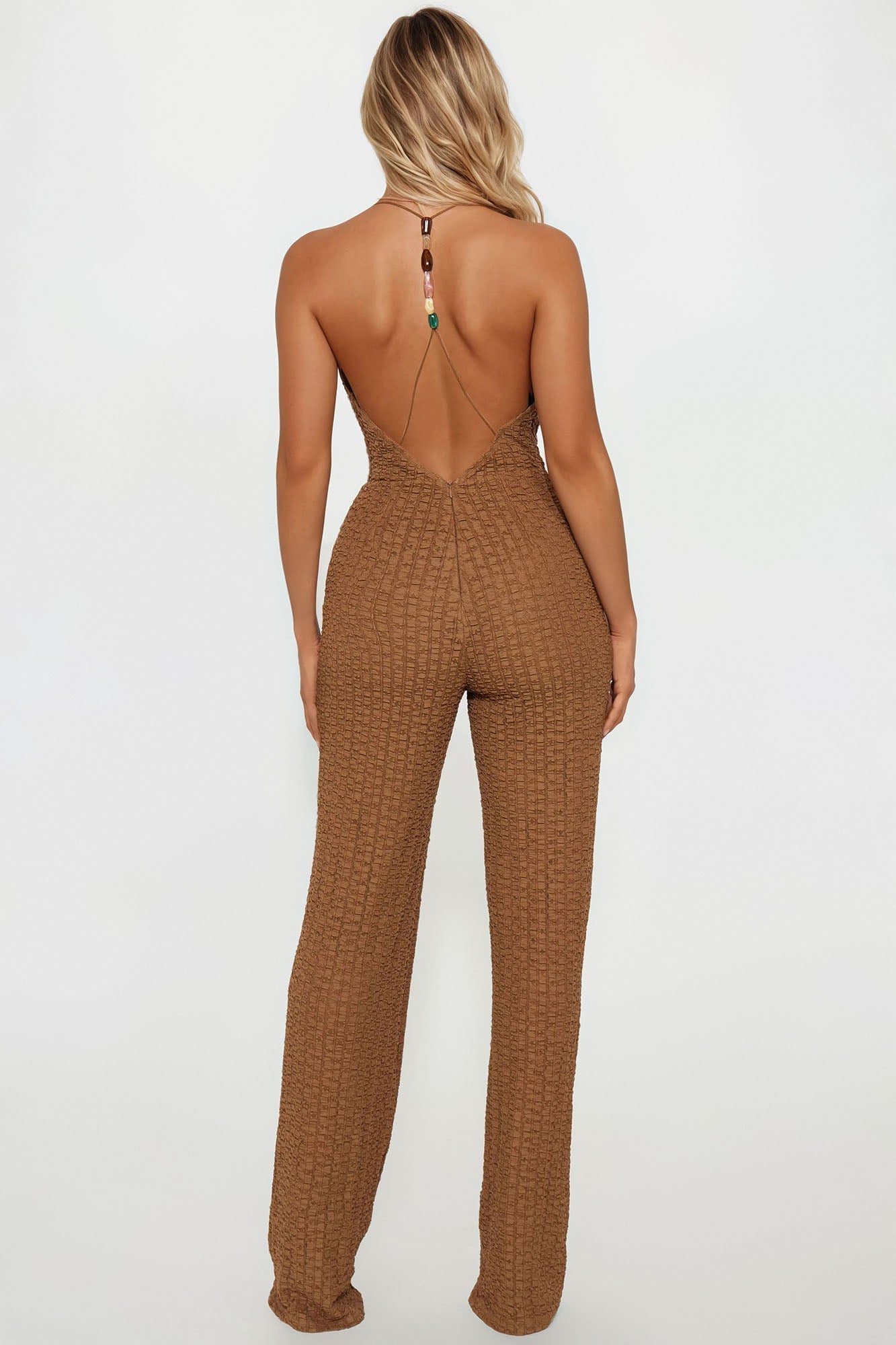 By The Sunset Textured Jumpsuit - Mocha