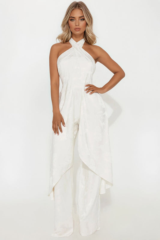 Take Me With You Satin Jumpsuit - Champagne