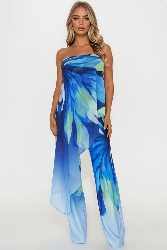 Danielle Flowy Floral Jumpsuit - Blue