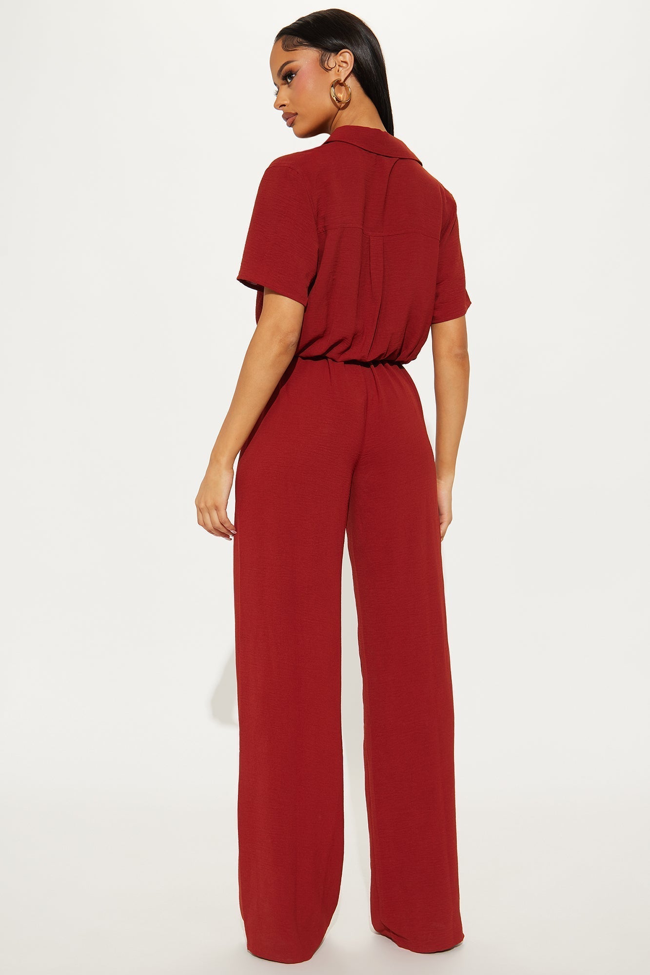 Makenzie Short Sleeve Jumpsuit - Rust