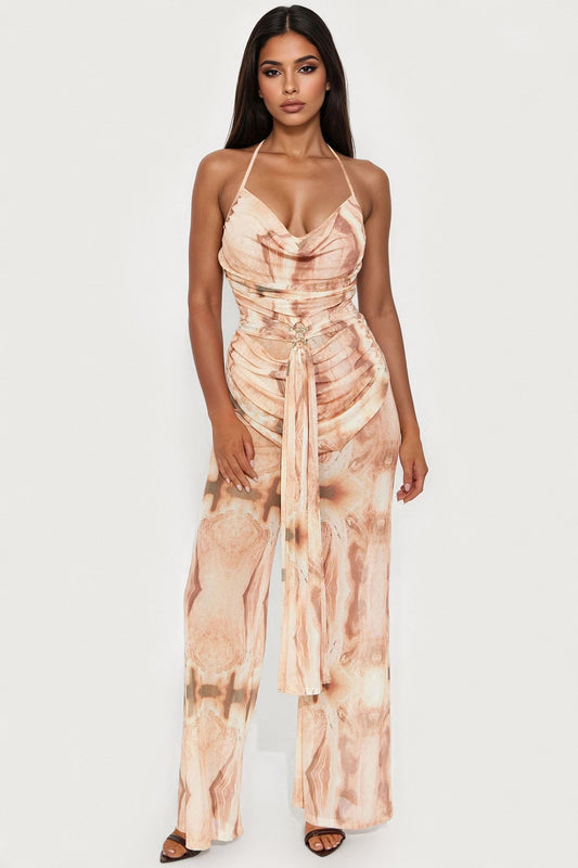 Magical Moments Mesh Halter Jumpsuit - Multi Color