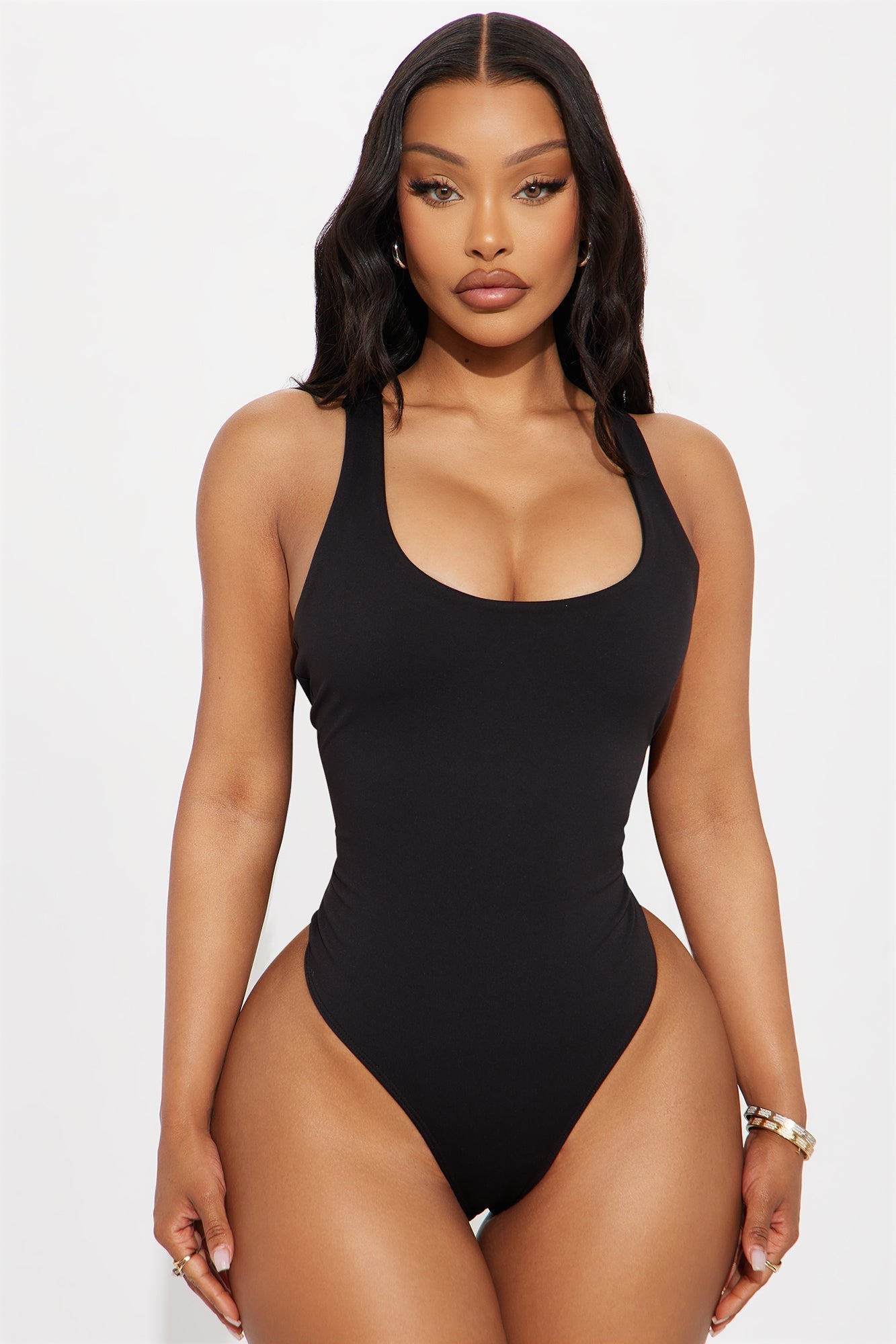 Sarafiena Double Lined Scoop Neck Bodysuit - Black