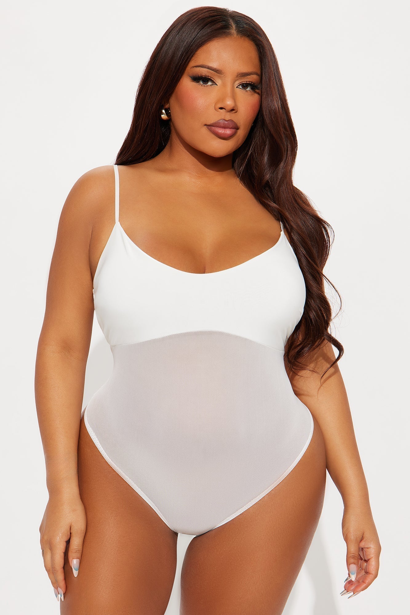 Calypso Sheer Mesh Bodysuit - White