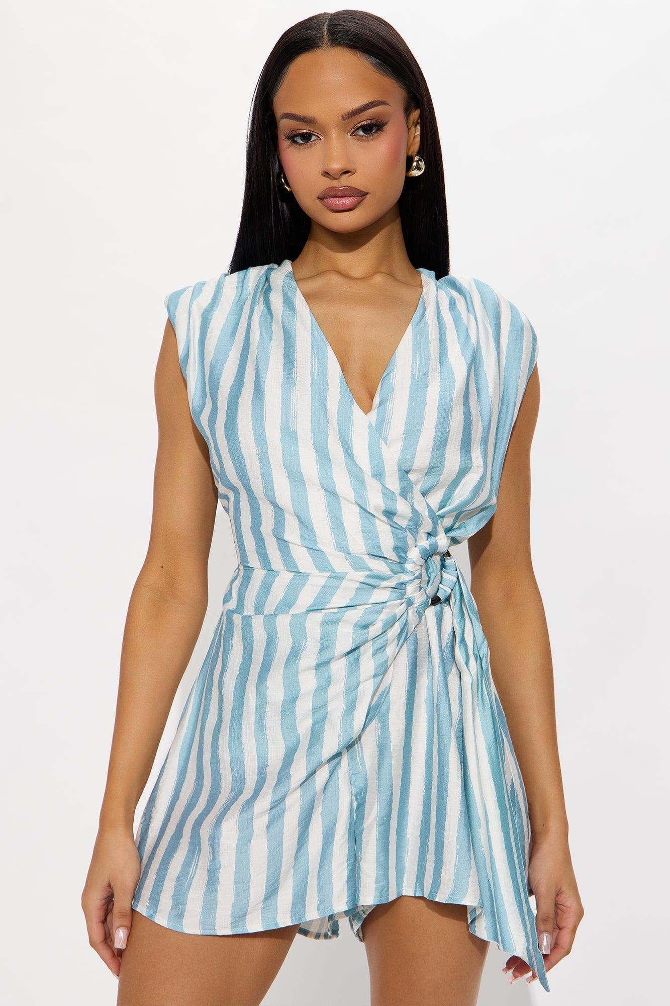 Trinity Striped Romper - Blue/combo