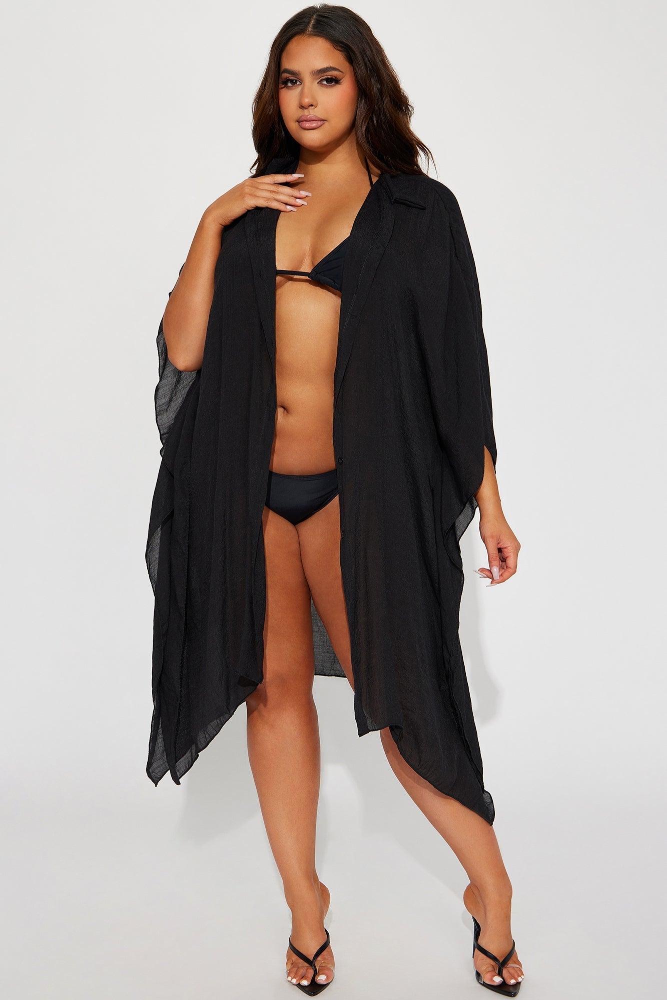 Megan Swim Cover Up Kimono - Black