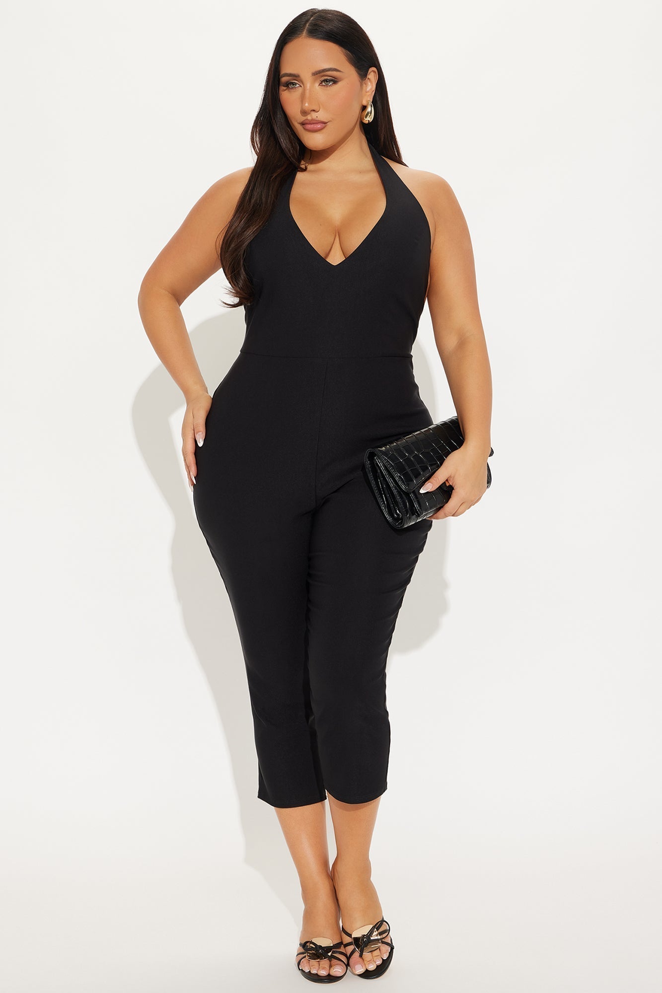 Crossed Your Mind Capri Jumpsuit - Black