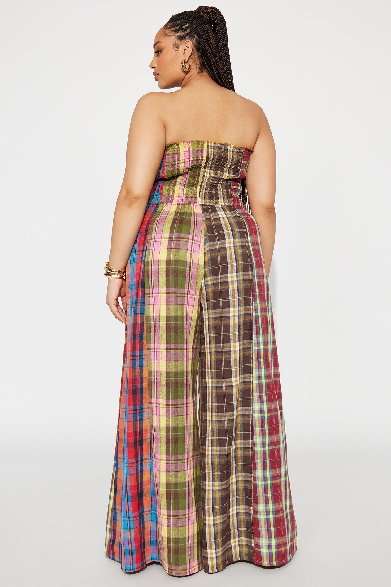 Tossed And Turned Flannel Jumpsuit - Red/combo