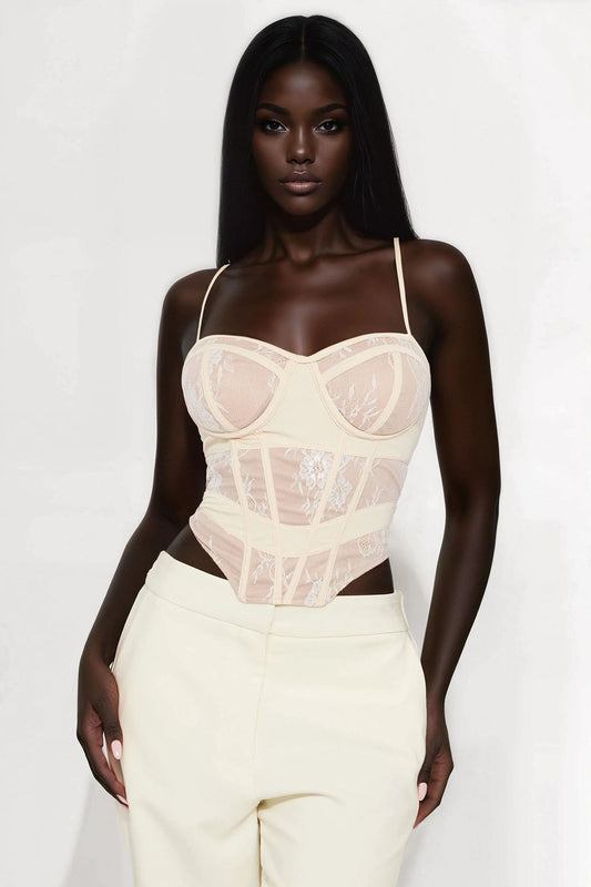 Love At First Sight Lace Corset Top - Nude
