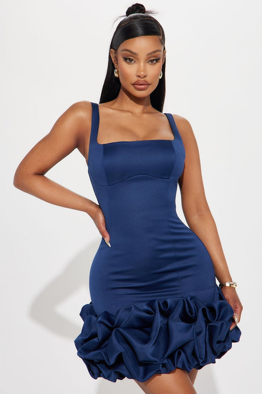 Sienna Satin Mini Dress - Navy