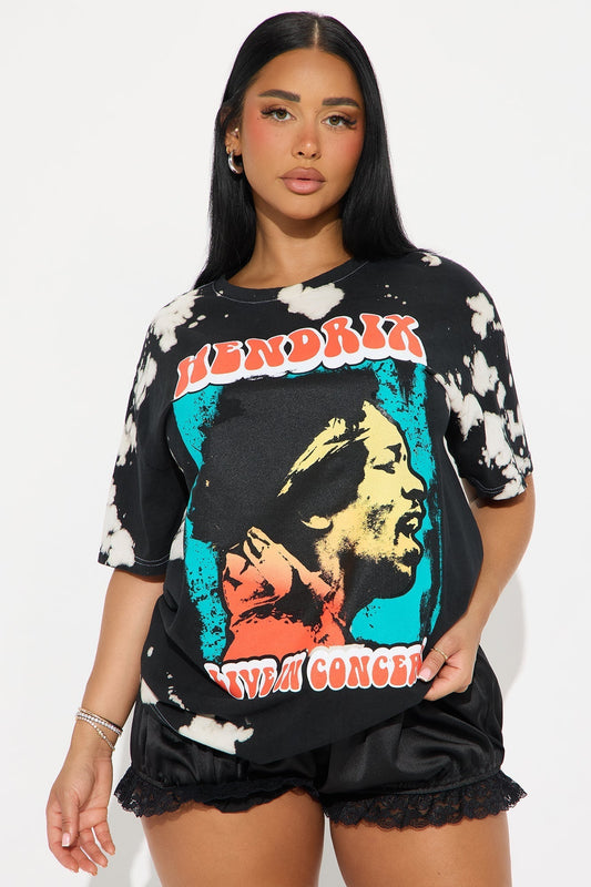 Jimi Hendrix Tie Dye Oversized Tee - Black