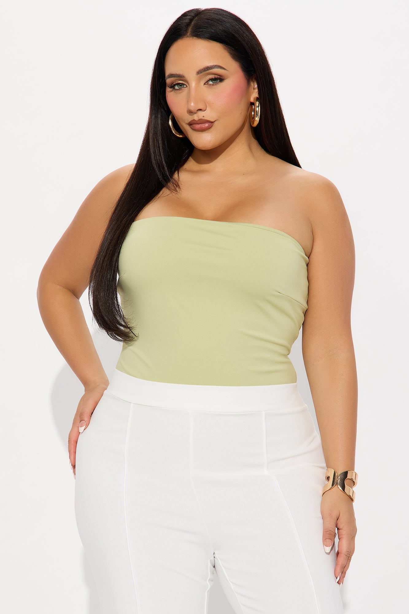 Alli Double Lined Strapless Bodysuit - Sage
