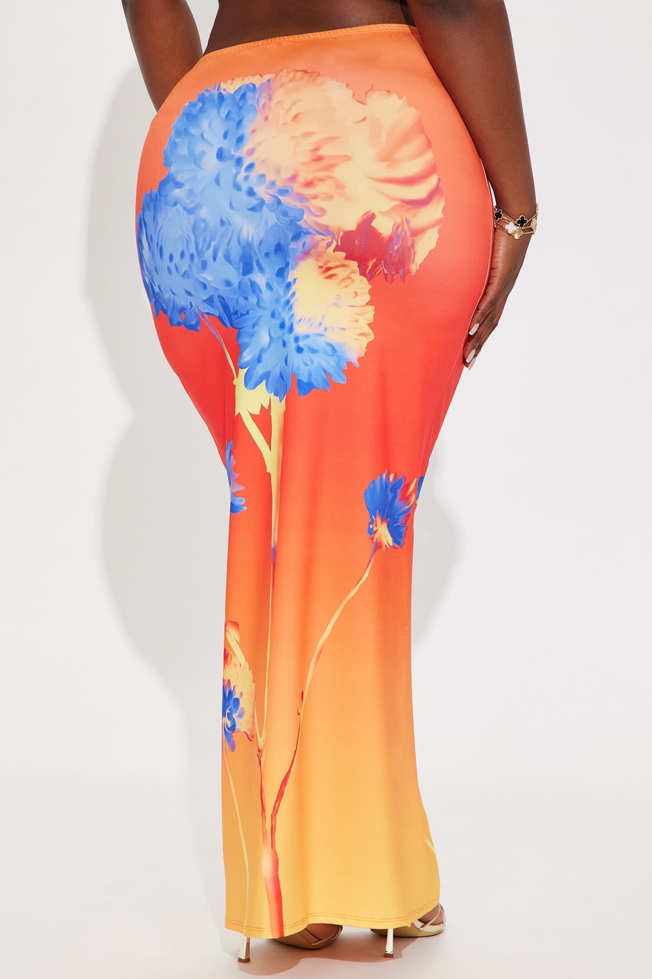 Sunsets In Cabo Floral Maxi Skirt - Orange/combo