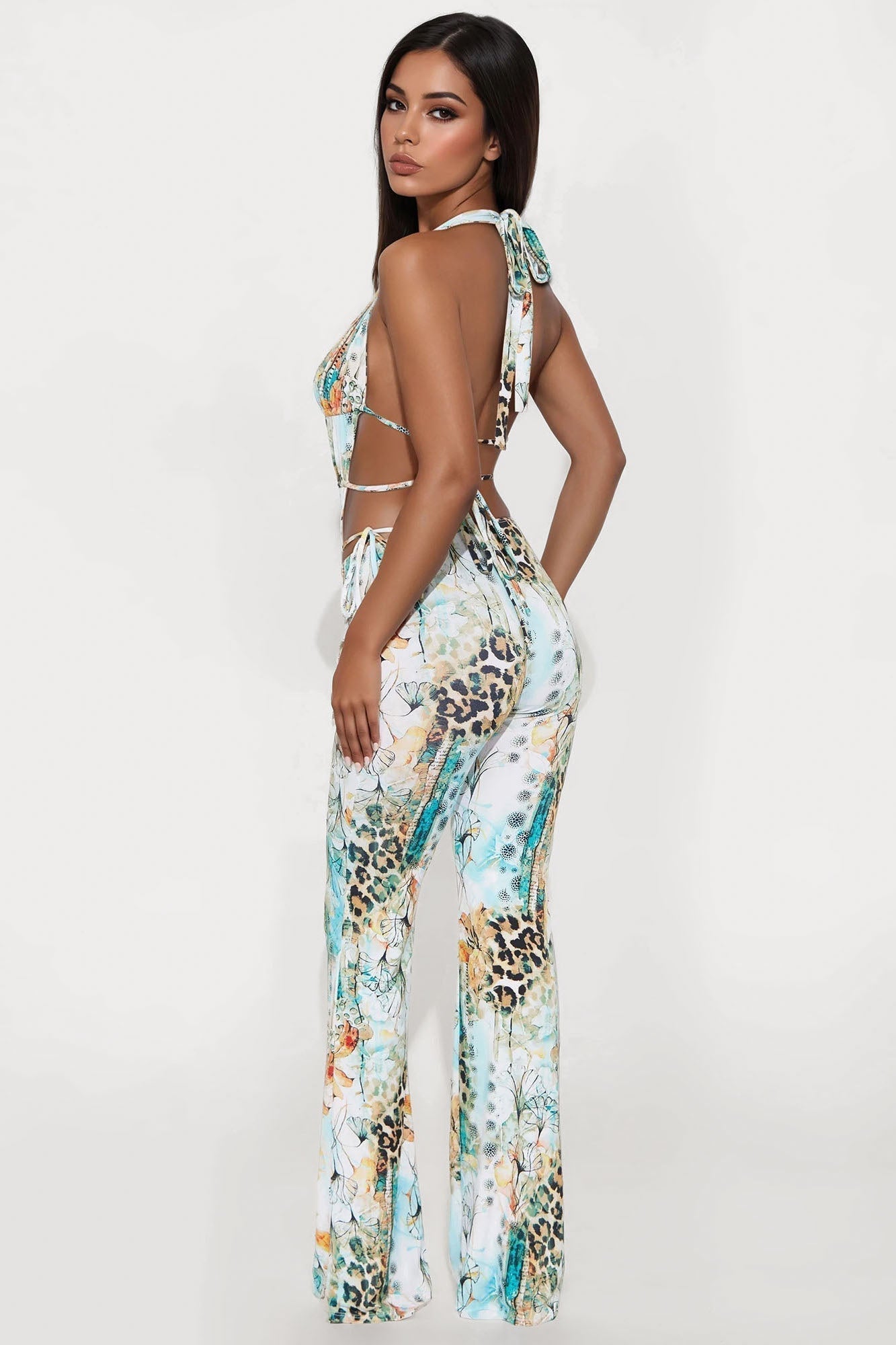 Sasha Halter Straight Leg Jumpsuit - Blue