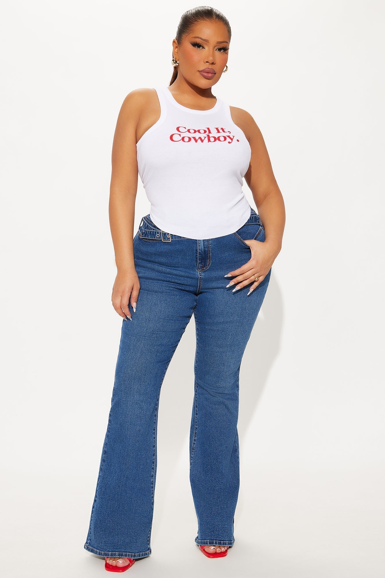 Cool It Cowboy Tank Top - White