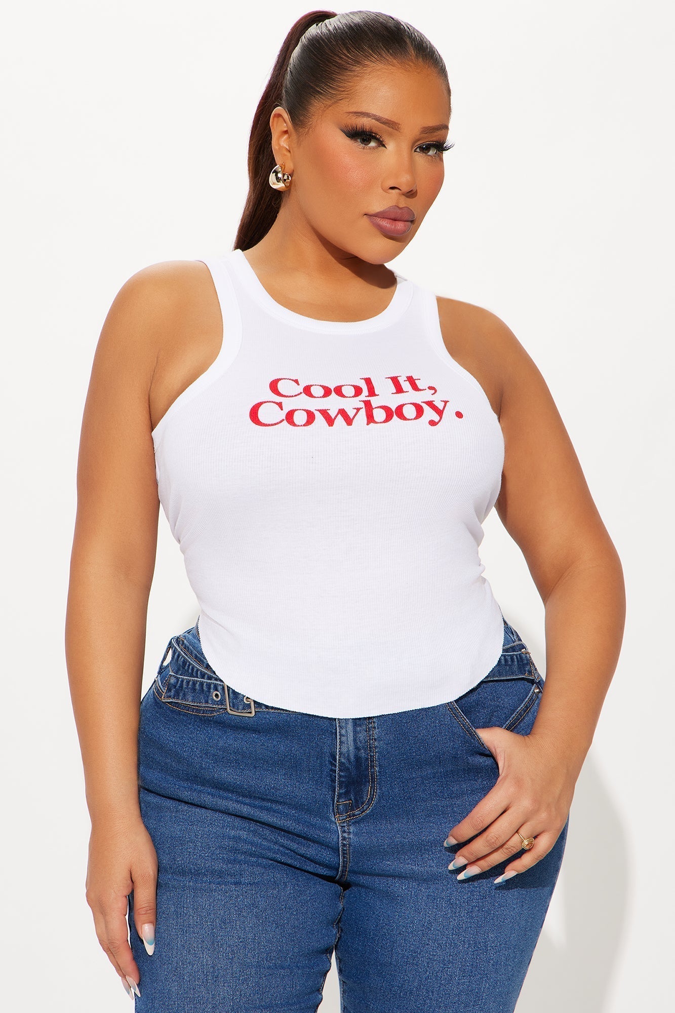 Cool It Cowboy Tank Top - White