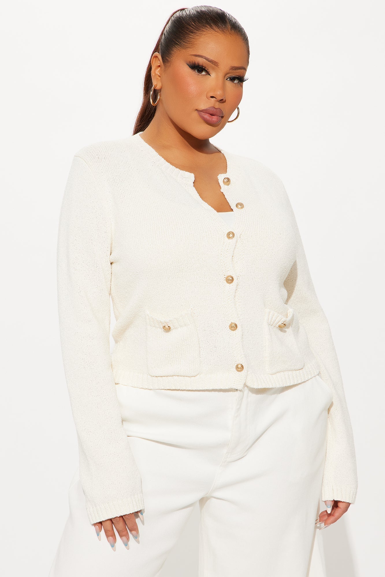 Professionally Chic Cardigan Sweater - Cream