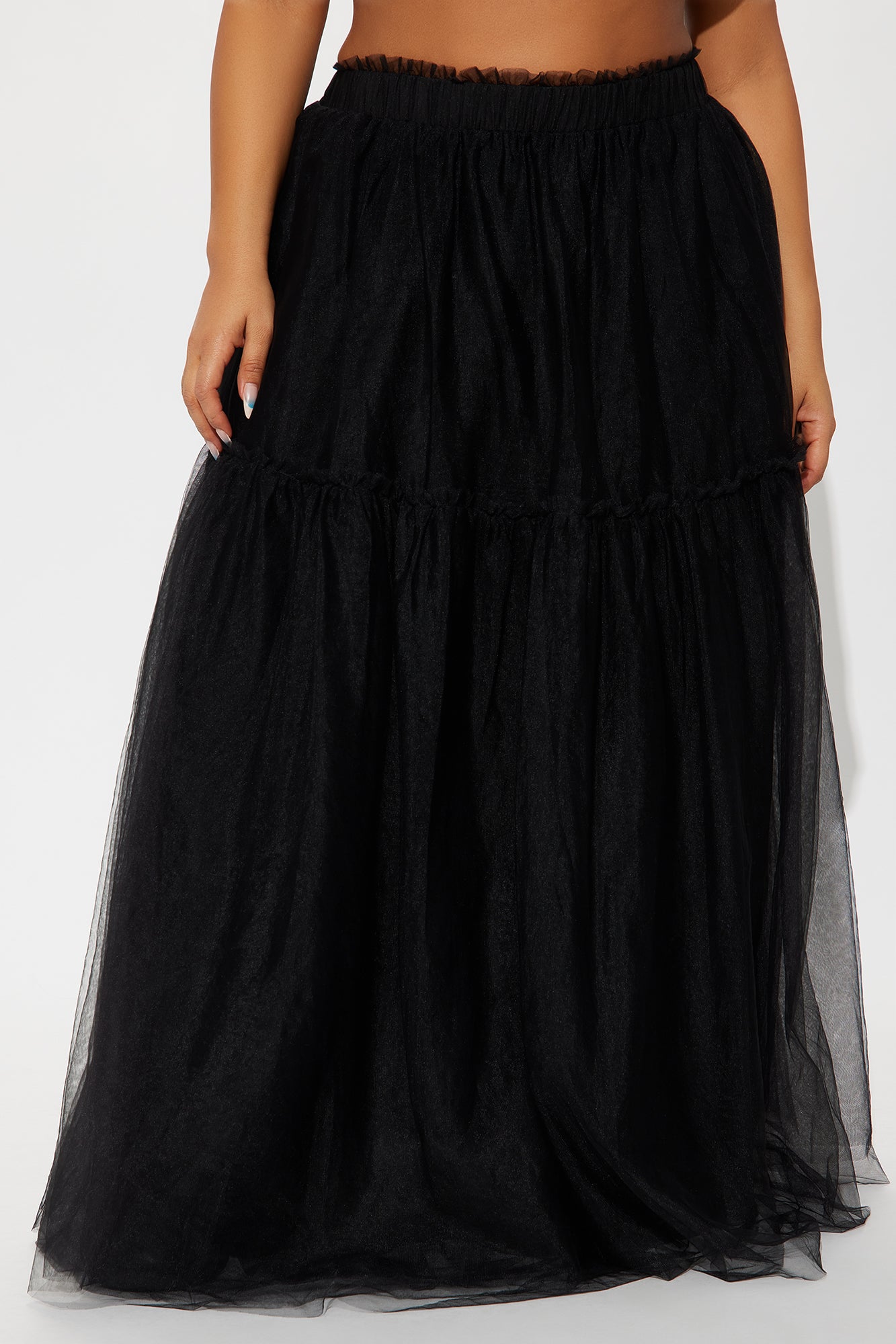 Vivian Sheer Tulle Maxi Skirt - Black