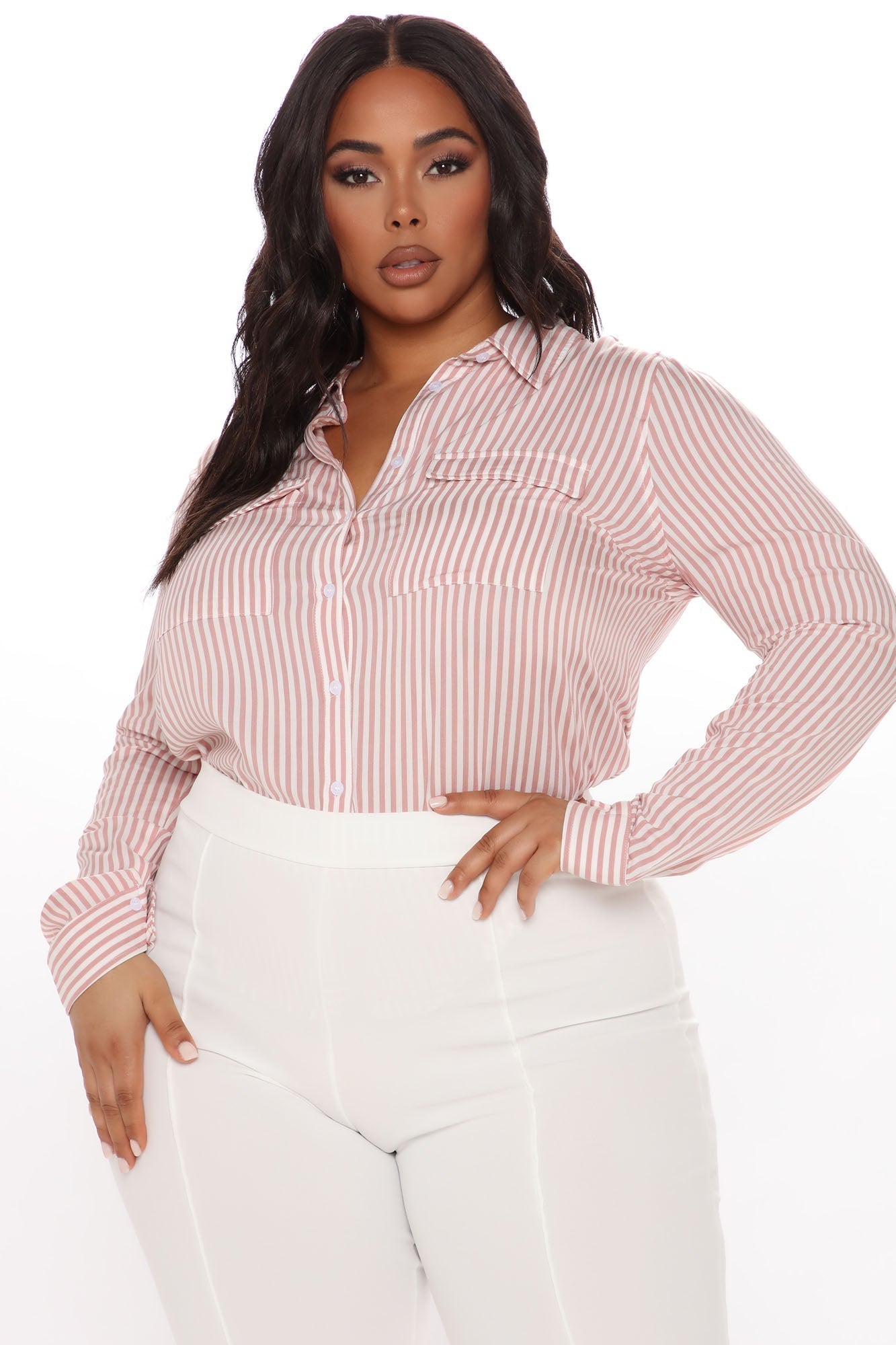 You Better Work Striped Shirt II - Pink/White
