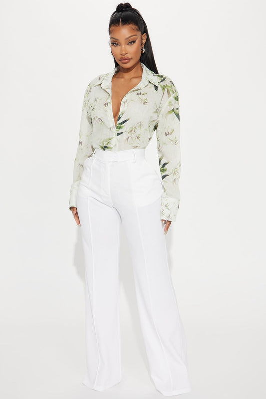 Heidi Wide Leg Trouser Pant - White