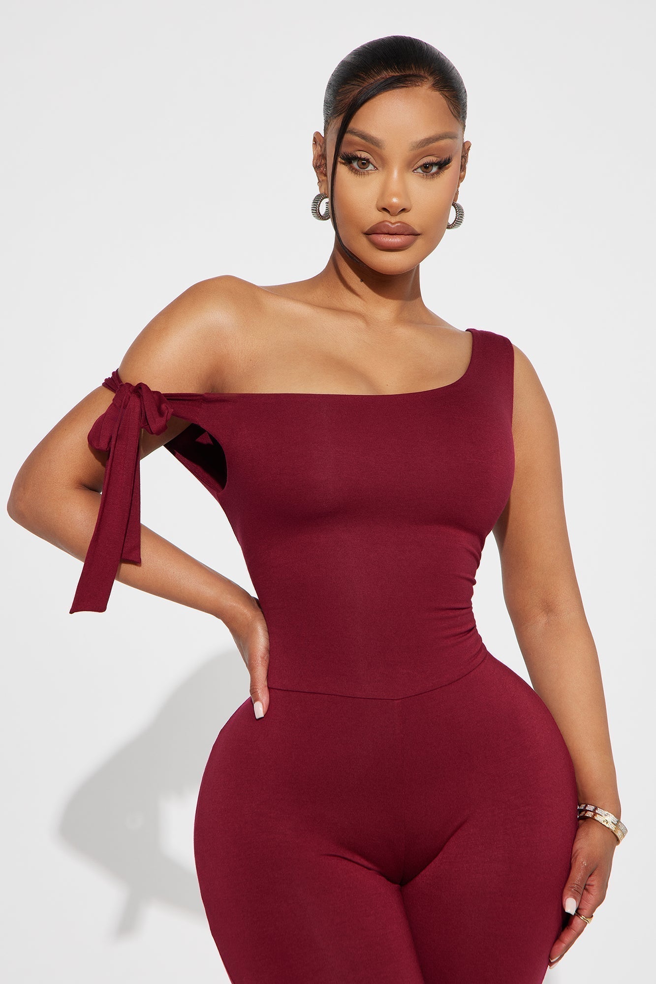 Sweet Like Candy Capri Jumpsuit - Burgundy