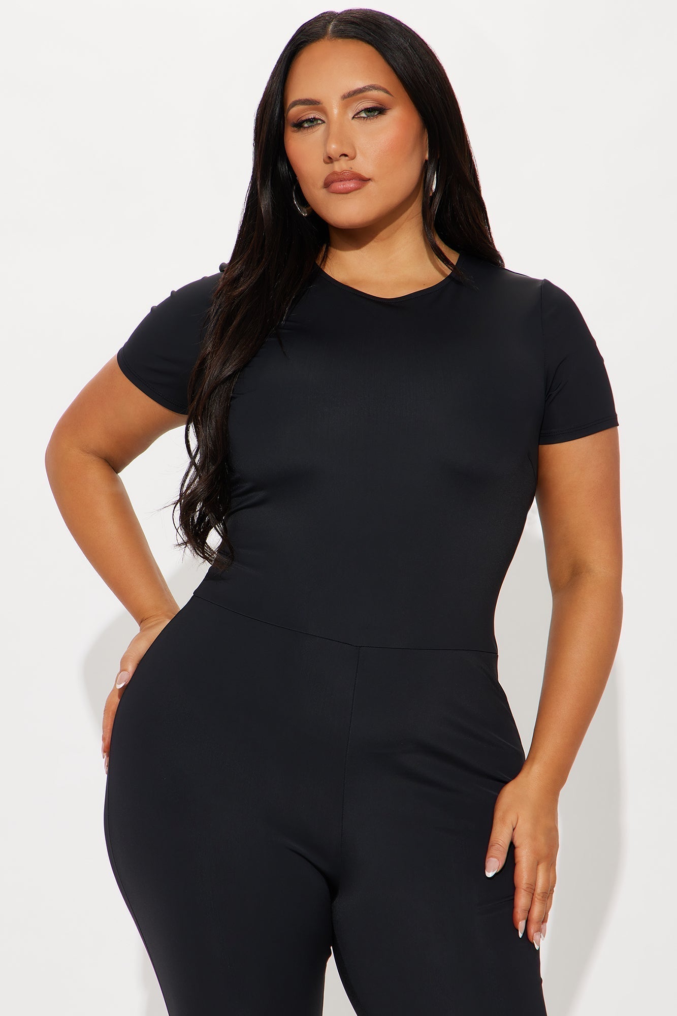 Elahni Short Sleeve Capri Jumpsuit - Black