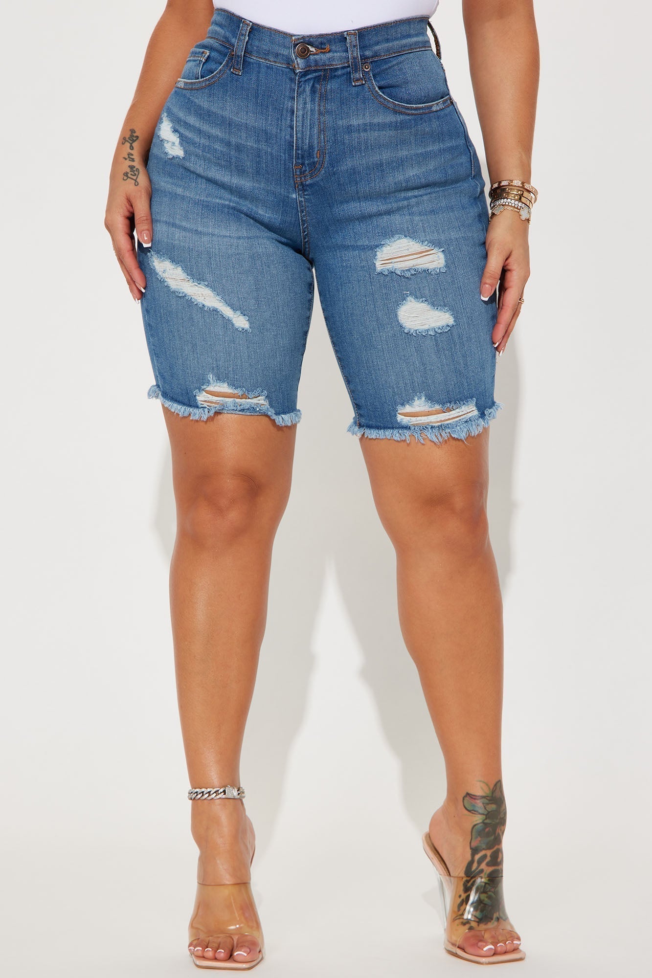 Tight Squeeze Lux Stretch Denim Bermuda Shorts - Medium Wash