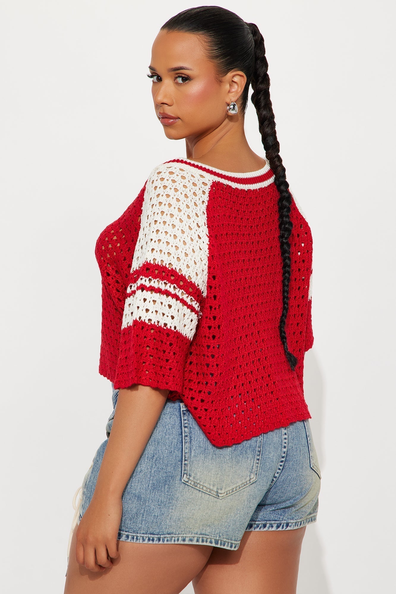 All Star Crochet Cropped Top - Red/combo