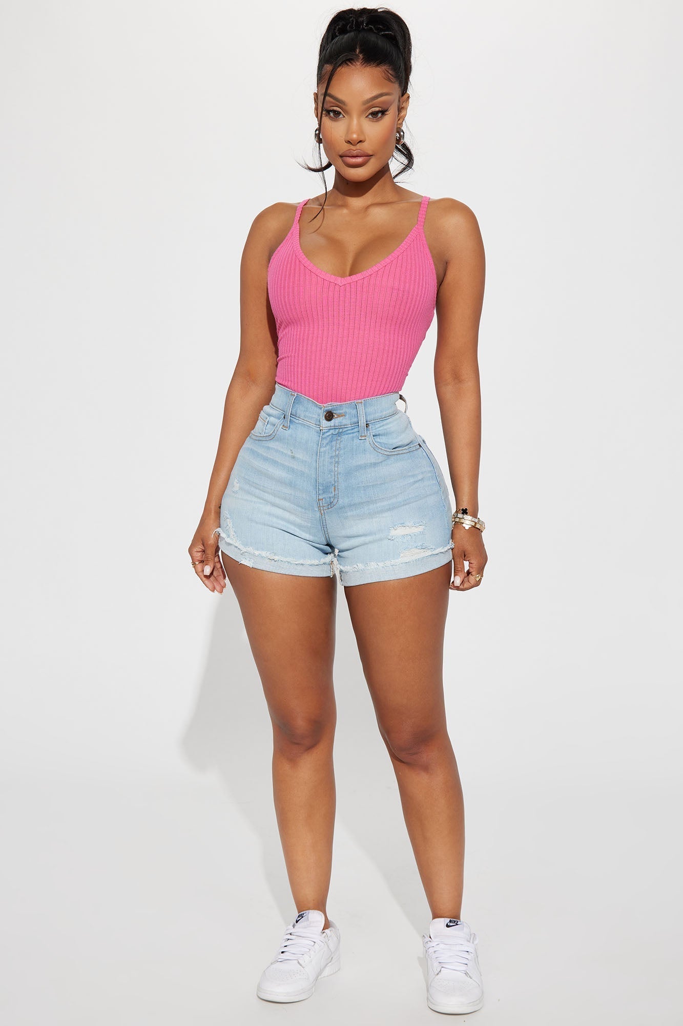 Keep It Tight Lux Stretch Denim Shorts - Light Wash