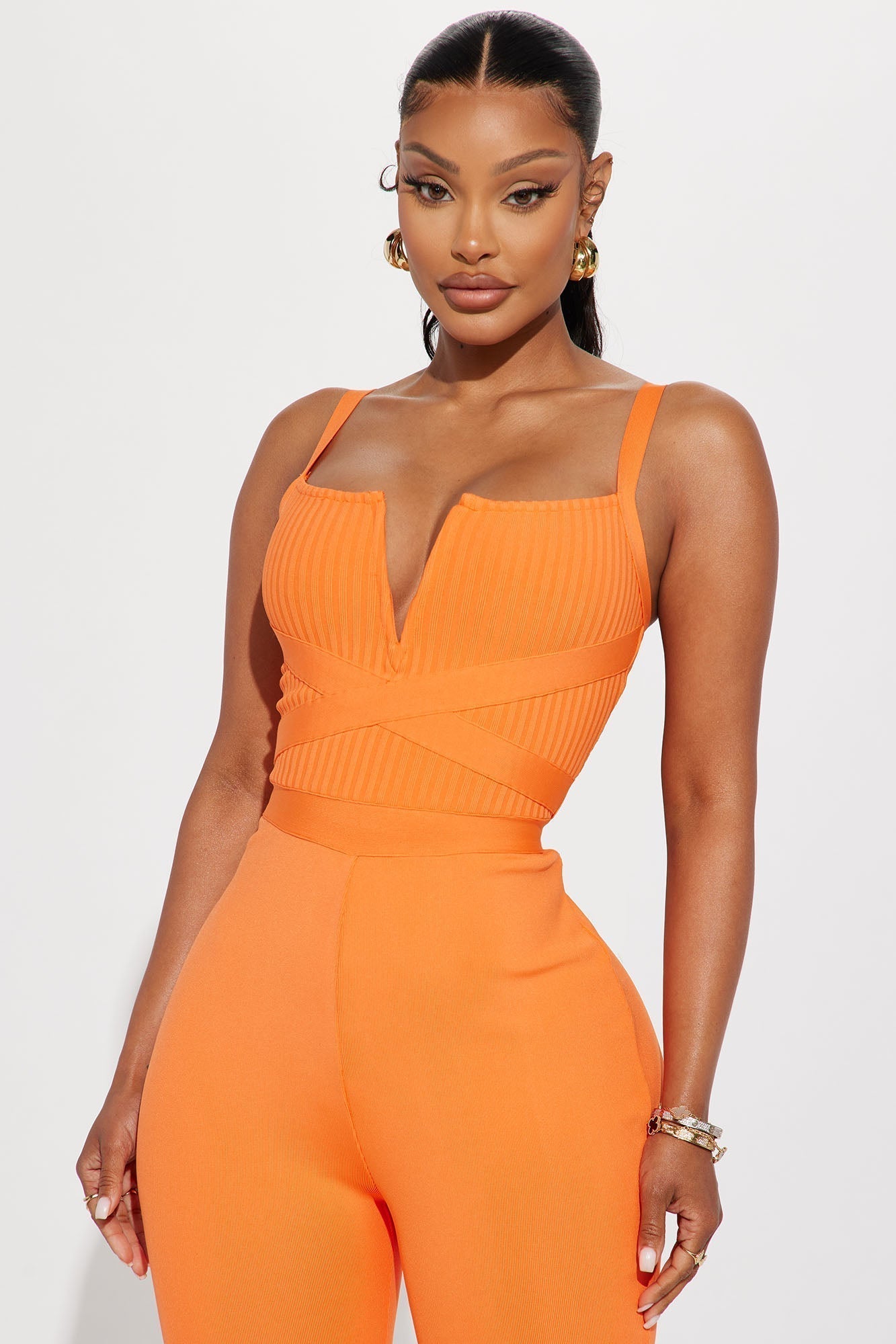 Misty Bandage Jumpsuit - Orange