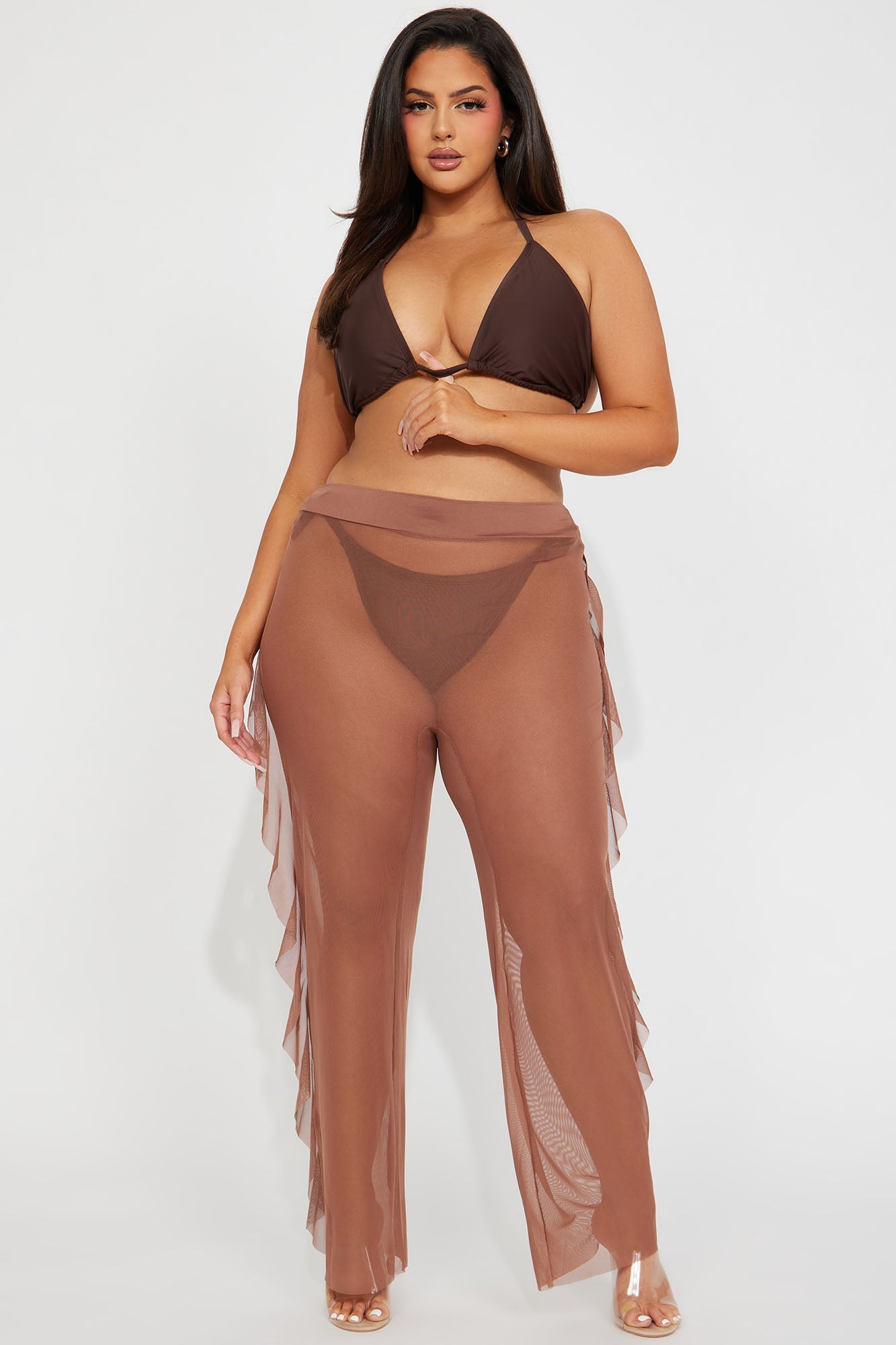 Sunshine See Through Cover Up Pant - Mocha