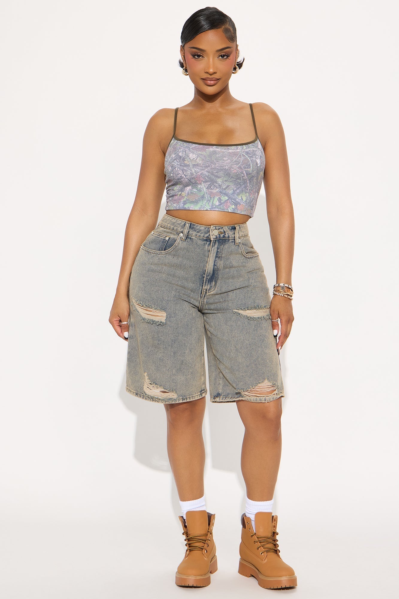 Hunter Ripped Tinted Denim Jorts - Vintage Wash