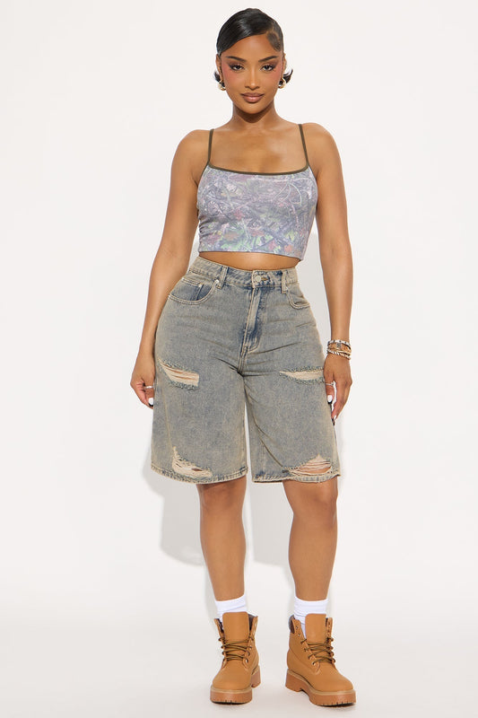 Hunter Ripped Tinted Denim Jorts - Vintage Wash