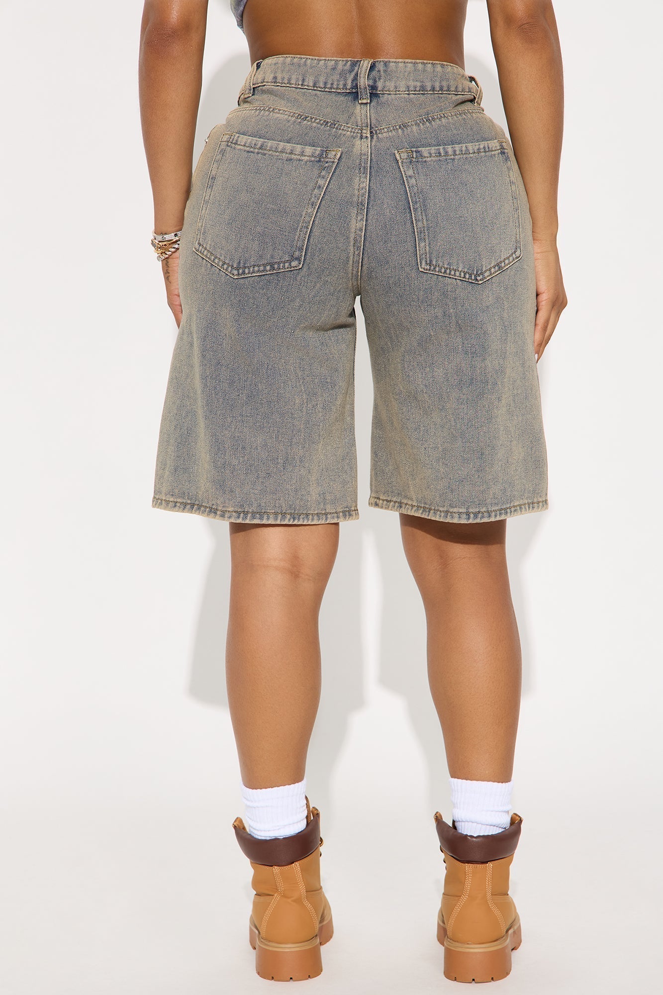 Hunter Ripped Tinted Denim Jorts - Vintage Wash