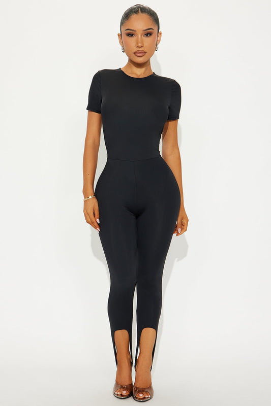 Elahni Short Sleeve Capri Jumpsuit - Black