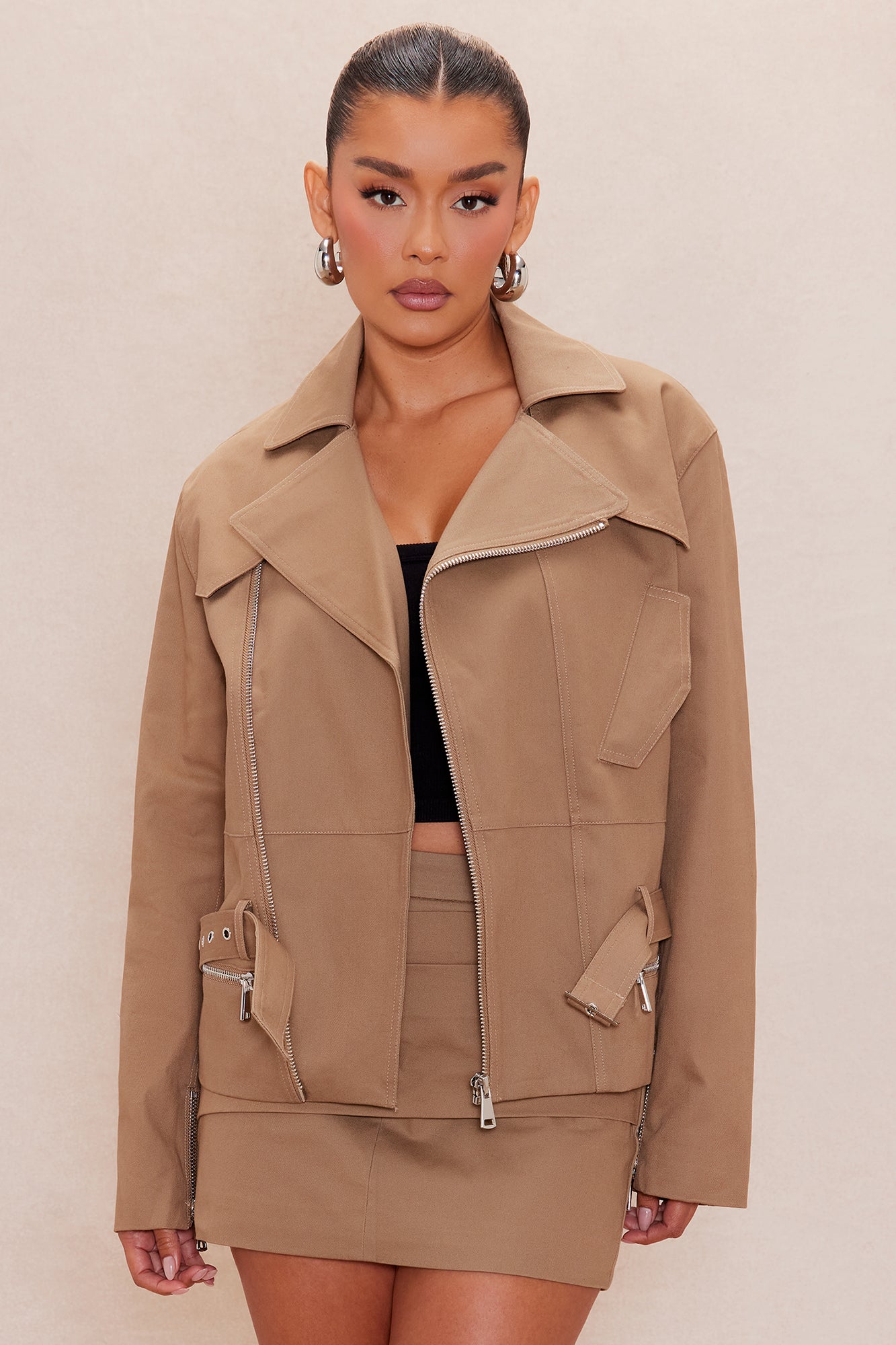 Kehlani Belted Twill Jacket - Khaki