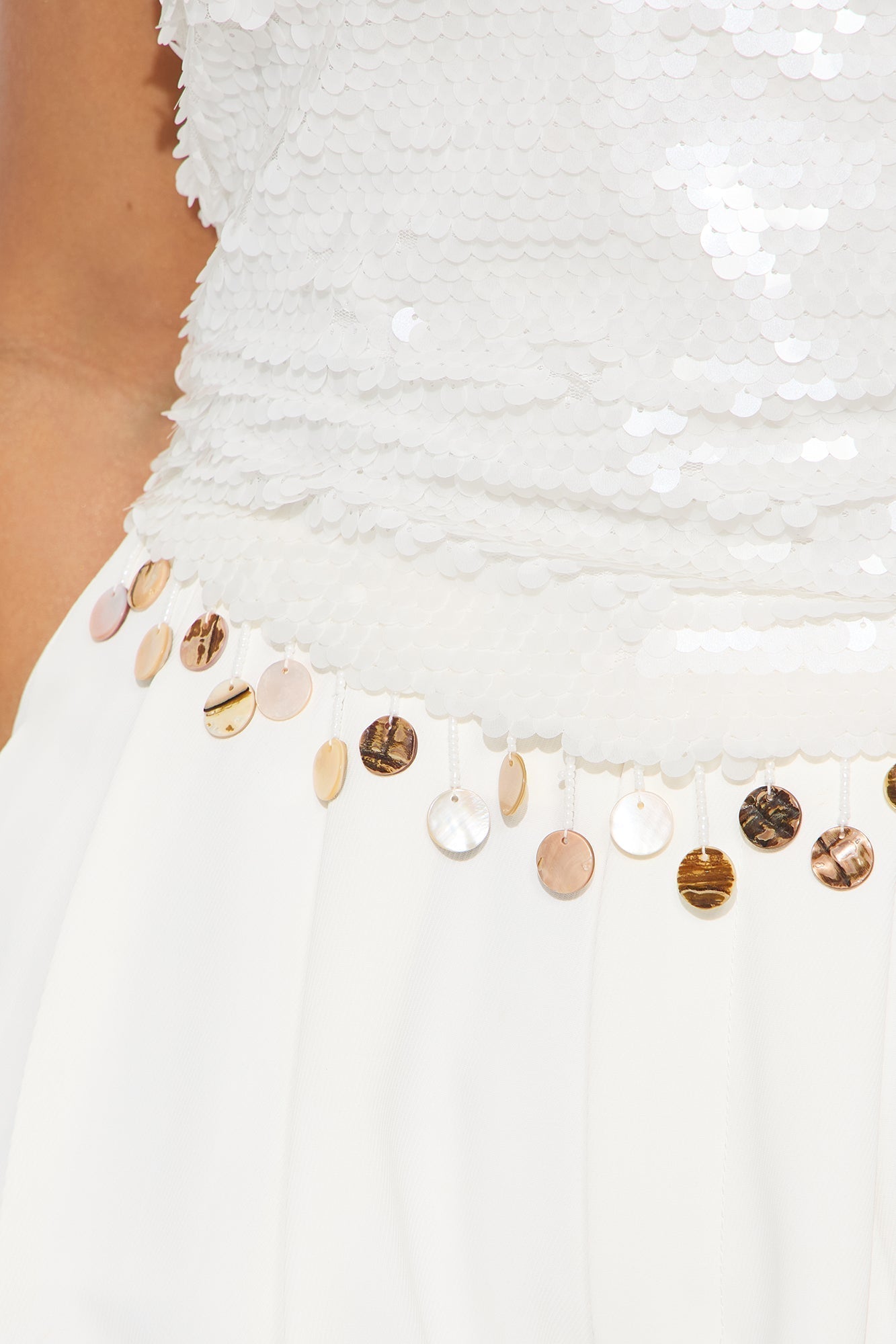 Never Settle Sequin Top - White