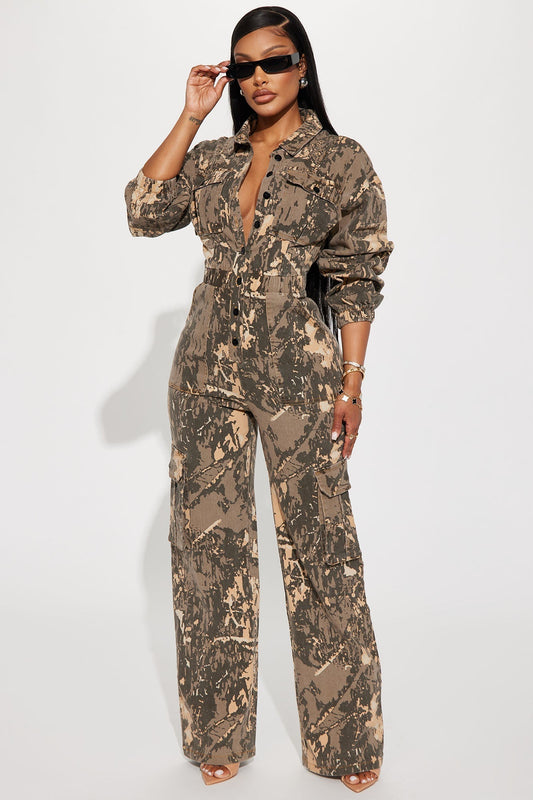 Lowkey Camouflage Cargo Jumpsuit - Camouflage