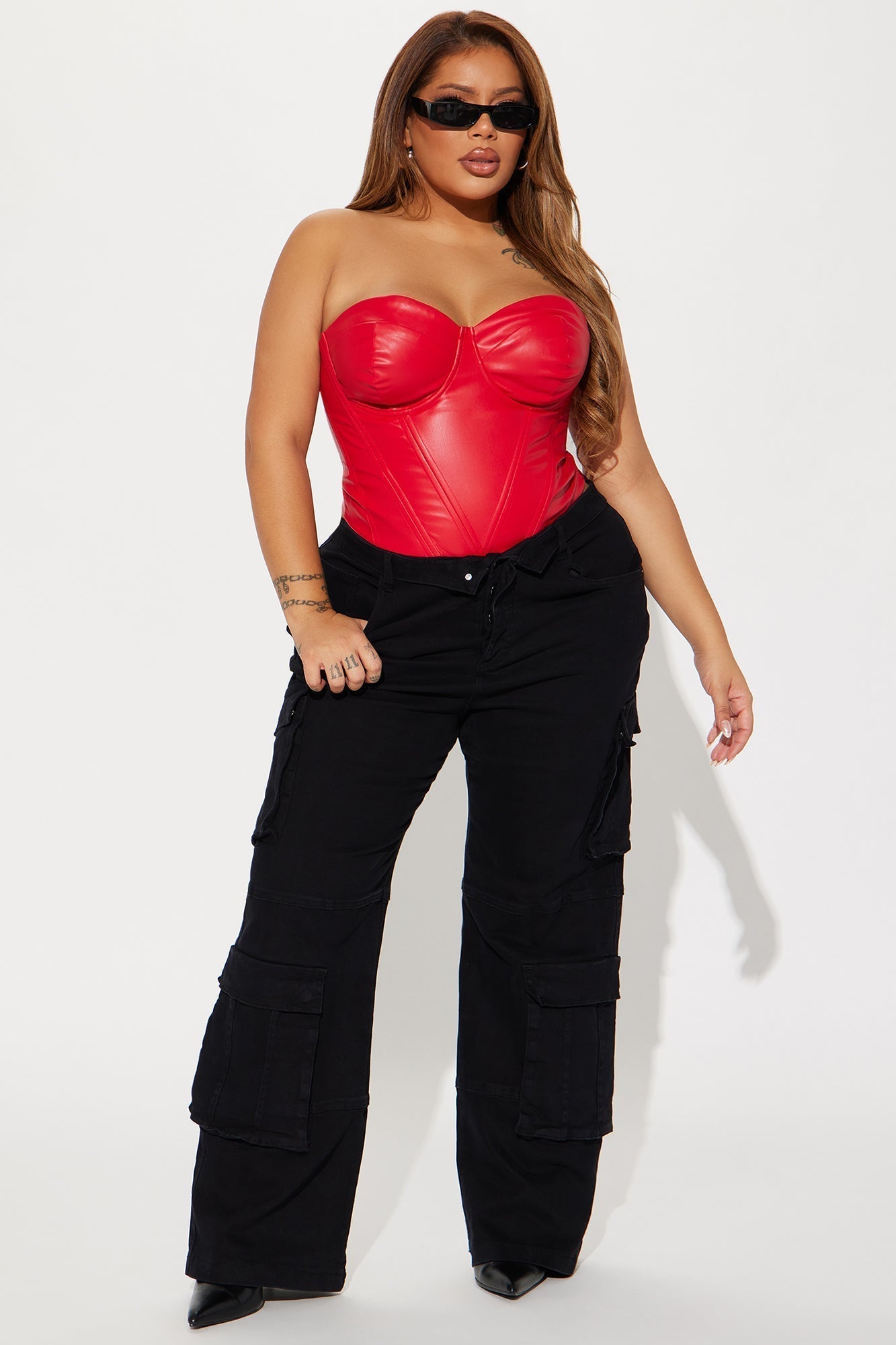 Bae For Tonight Faux Leather Corset Top - Wine