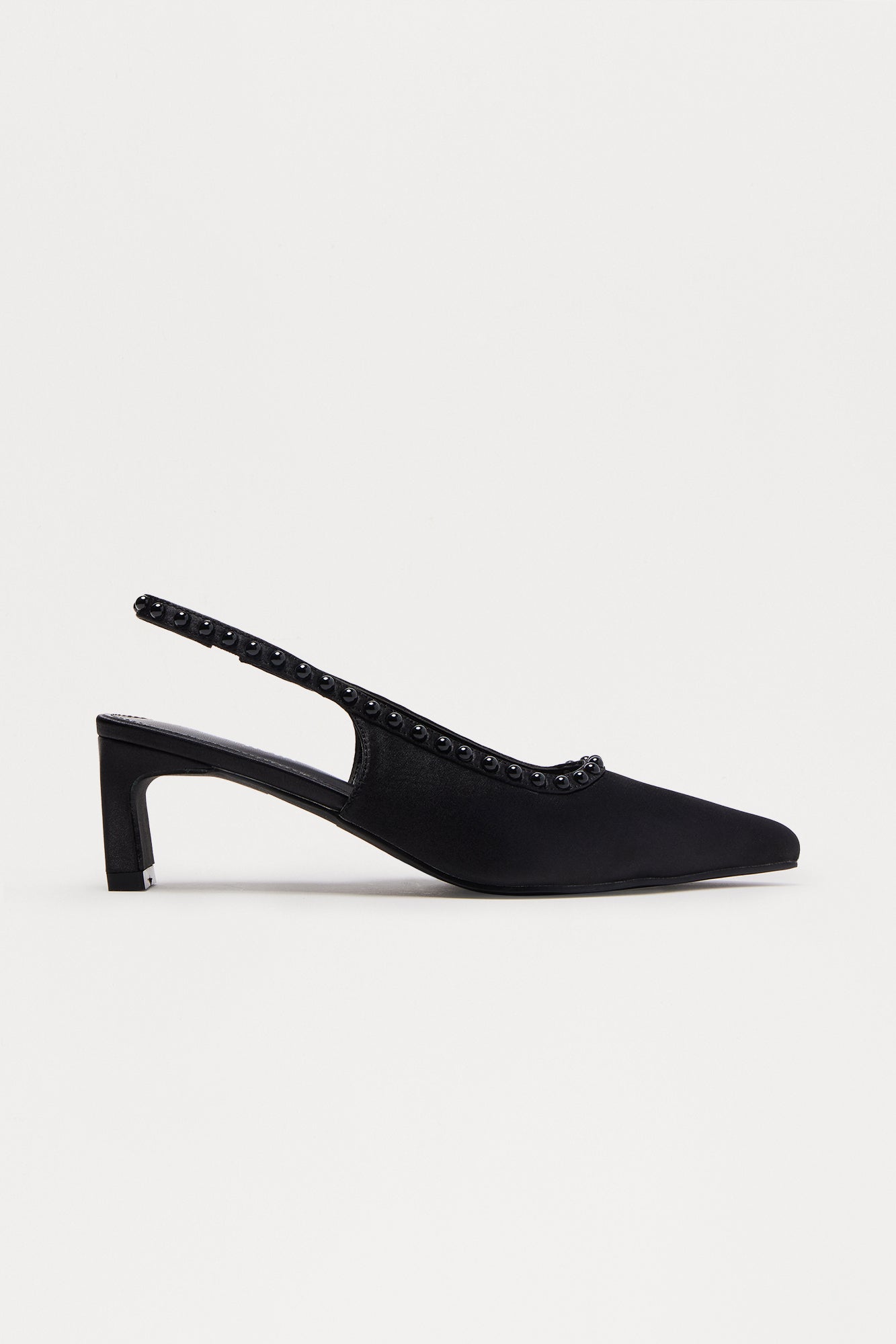 Amore Satin Pearl Pumps - Black