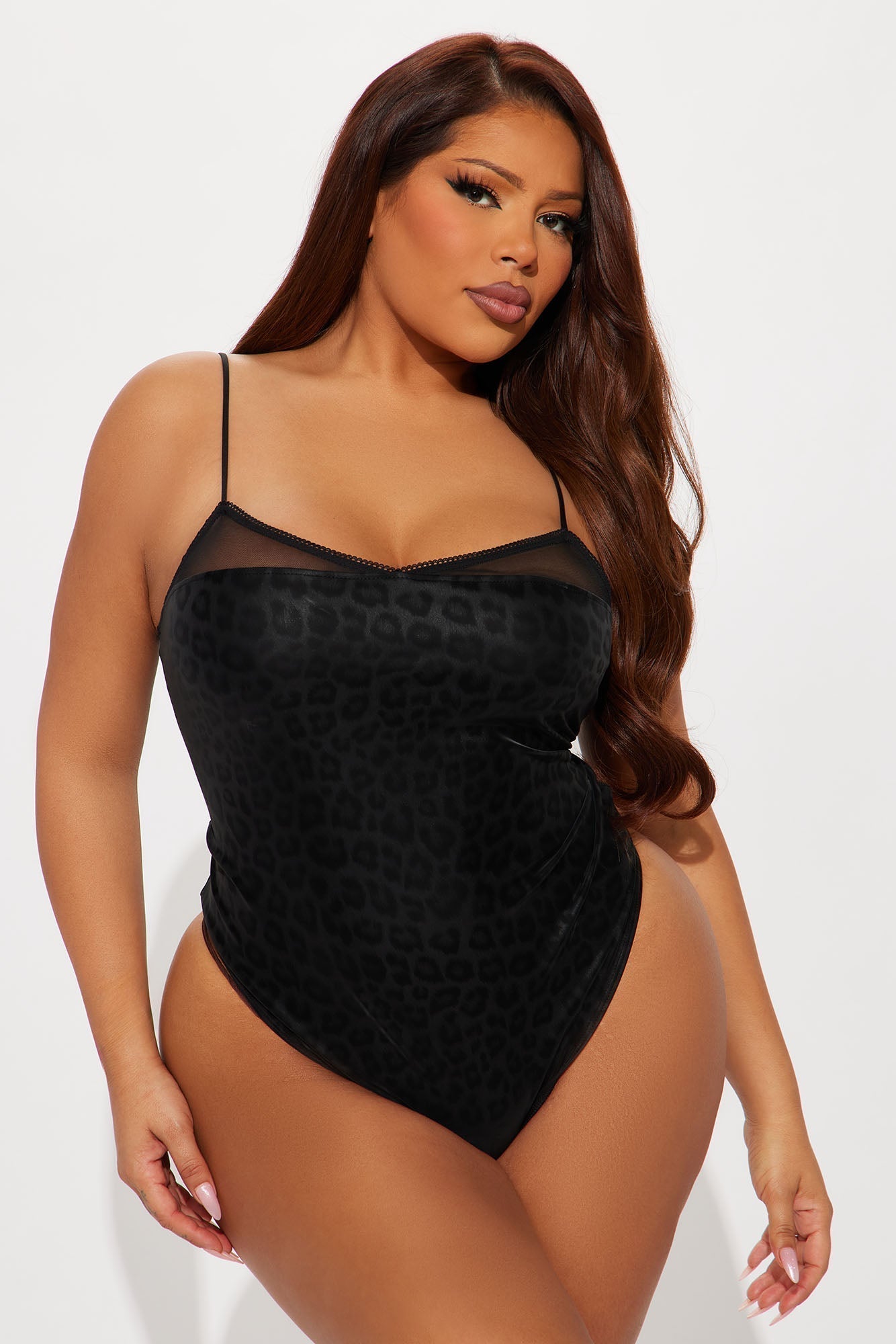 Dark Escape Lace Trim Bodysuit - Black