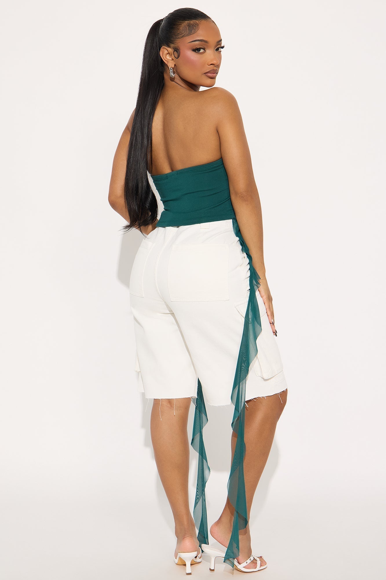 Here To Win Ruffle Tube Top - Hunter Green