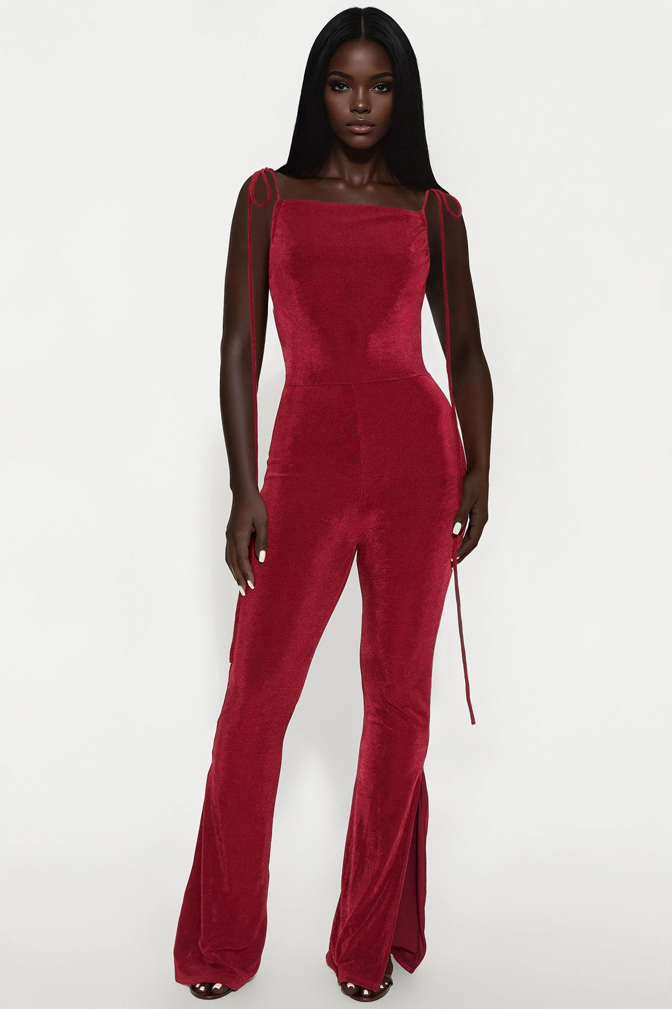 Jacey Slinky Backless Jumpsuit - Burgundy