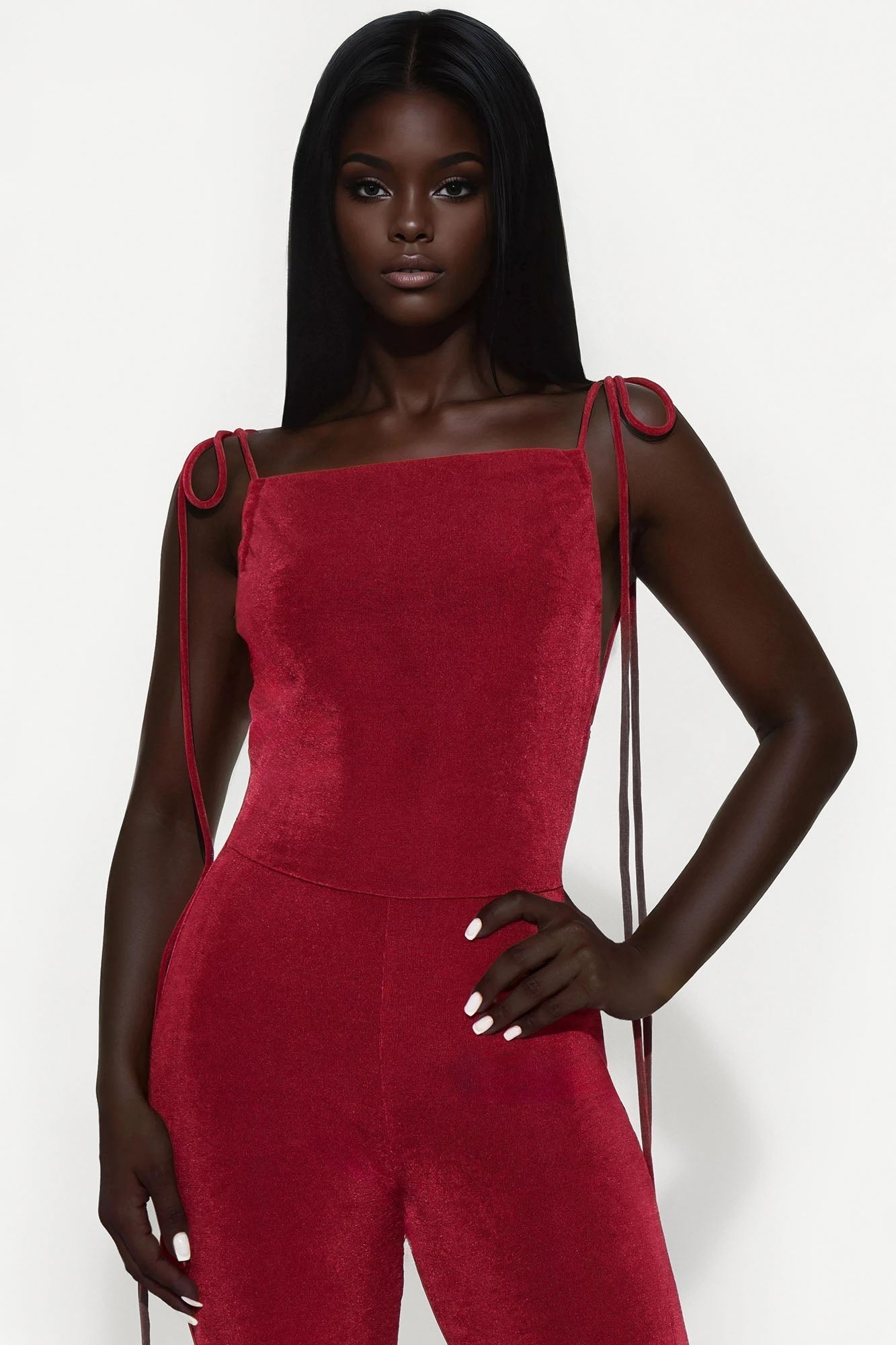 Jacey Slinky Backless Jumpsuit - Burgundy