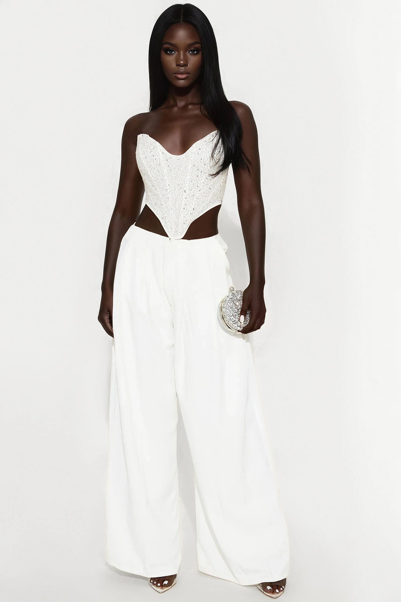 A Night To Remember Sequin Corset - White
