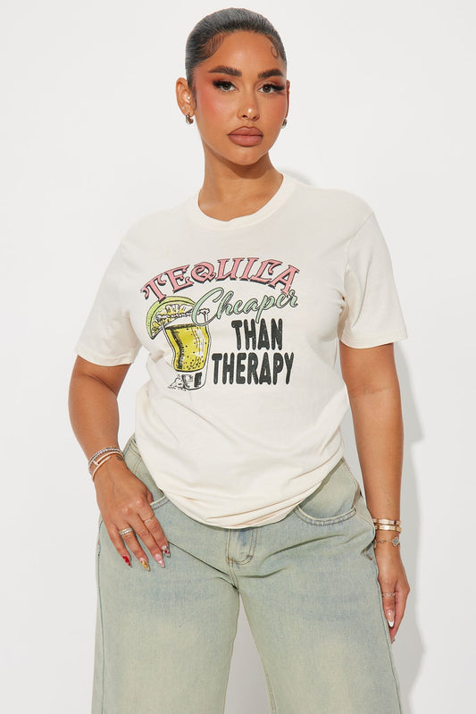 Tequila Cheaper Than Therapy Tee - Off White