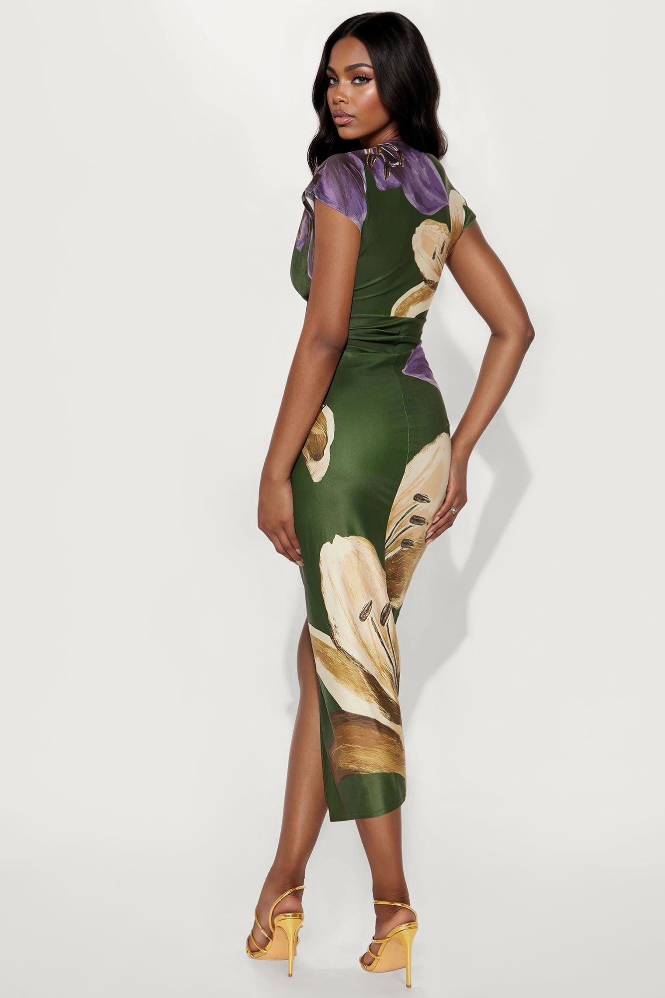 Kamryn Short Sleeve Maxi Dress - Olive/combo